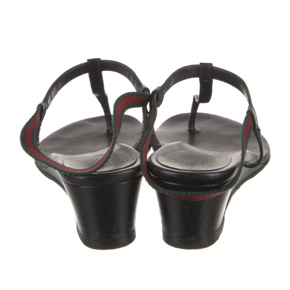 Gucci Web Accent T-Strap Sandals - Picture 4 of 5